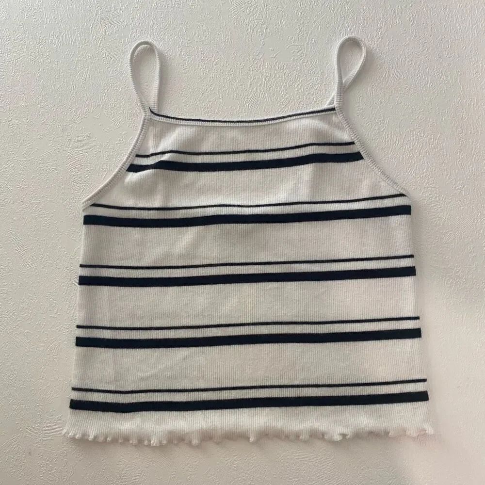 Forever 21 Striped Ribbed Knit Cami Crop Top | Size S | Y2K Minimalist Aesthetic